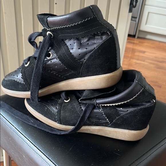 "Isabel Marat Bobby suede calf leather" Black High-Top leather Sneakers - Picture 2 of 16